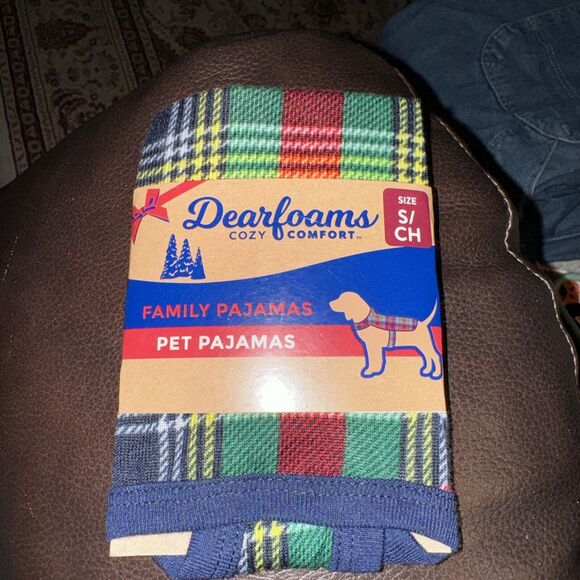 DEARFOAMS NEW PET PAJAMAS SZ Small 12-20 POUNDS CHRISTMAS HOLIDAY PLAID NWT - Picture 1 of 7
